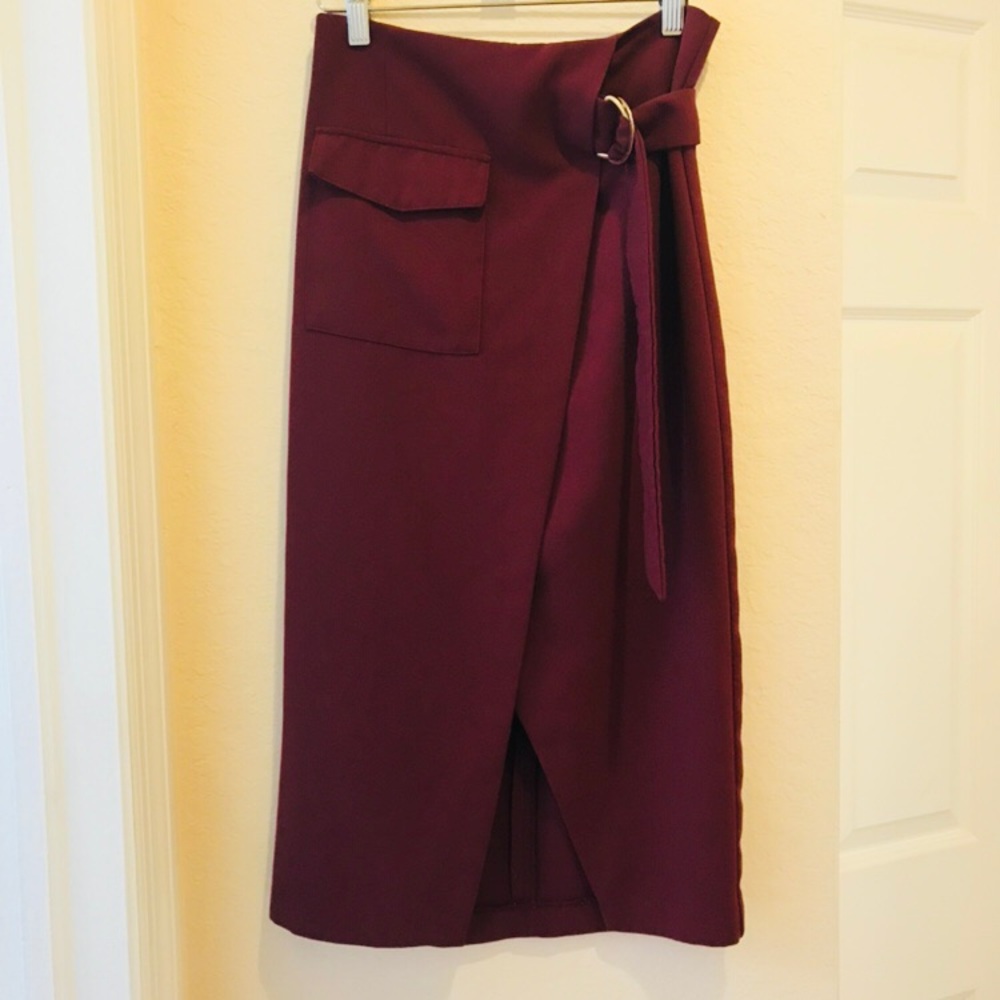 High Waisted Midi Pencil Skirt